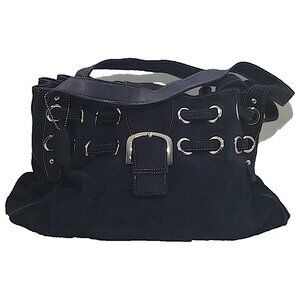 A.N.A. Dark Blue Belt Suede Leather Shoulder Hobo Satchel Handbag